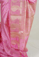 Dual shade Rose Pink - Raaga - Lightweight Semi Tussar Saree with Mango Border and Buttas - Best for Wedding Functions