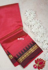 Dual Shade Red with Maroon - Raaga - Semi Tussar with Rudraksham Border - Best for Small Functions