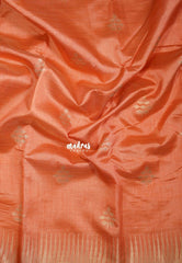 Dual Shade Peach Orange - Raaga - Semi Tussar with Temple Border - Best for Small Functions