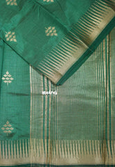 Dual Shade Emerald Green - Raaga - Semi Tussar with Temple Border - Best for Small Functions