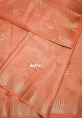 Dual Shade Peach Orange - Raaga - Semi Tussar with Temple Border - Best for Small Functions