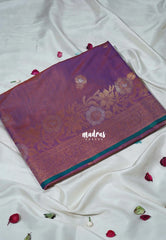 Dual Shade Lavender - Ramyam -  Soft Jute Banarasi Silk with Floral Border and Rich Pallu - Perfect for Festive Wear