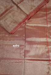 Rashmika Mandanna Banarasi Tissue silk dual shade silver and Reddish pink borderless saree