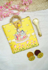 Raw silk Gift bag with handle and zip  - 2 designs available