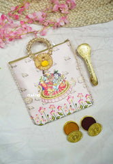 Raw silk Gift bag with handle and zip  - 2 designs available