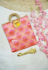 Raw silk Gift bag with handle and zip  - 2 designs available