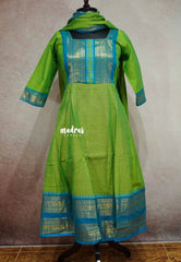 Parrot green - READYMADE (ONLY TOP AND DUPATTA) Classic kanchi cotton anarkali set