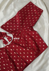 Majestic Maroon - Zari Butta Silk Cotton Readymade Blouse