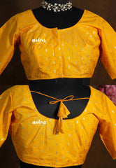 Mango Yellow - Zari Butta Silk Cotton Readymade Blouse