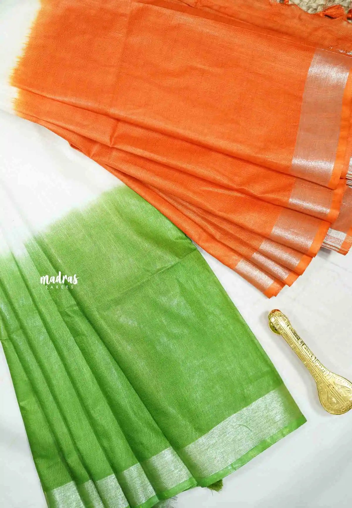 Linen cotton Tri colour saree for 26 january republic day Indian flag saree