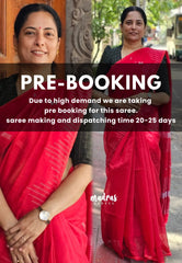(PRE-BOOKING) Crimson red - Maheswari - Premium cotton silk with with silver thread temple weaving