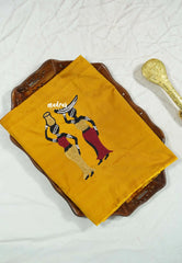 Turmeric yellow - Mayuri - 1 mtr Silk Cotton Embroidered Blouse Piece – Village Folk Art Motif