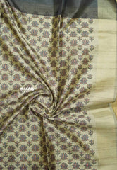 Grey - Roopa - Premium Chappa semi tussar with Madhubani art pallu