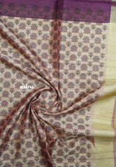 Purple - Roopa - Premium Chappa semi tussar with Madhubani art pallu