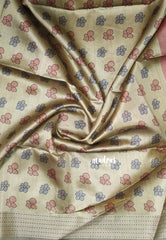 Muted Rosewood Pink - Roopa - Premium Chappa semi Tussar with Kantha Stich Border -  Perfect for Small Functions