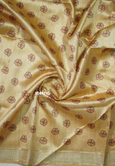 Soft Dove Grey - Roopa - Premium Chappa semi Tussar with Madhupani Prints -  Perfect for Small Functions