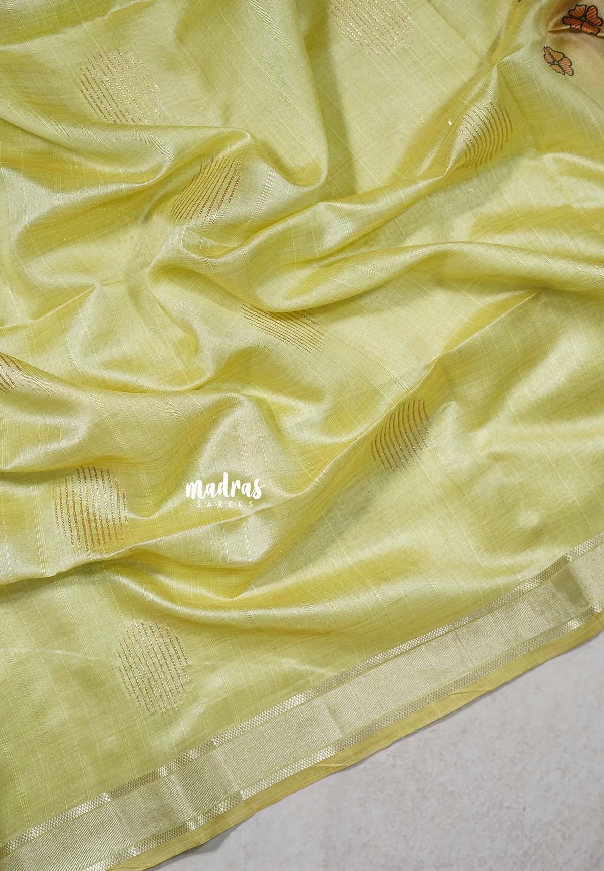 Soft Lime Green - Roopa - Premium Chappa semi Tussar with Madhupani Prints -  Perfect for Small Functions