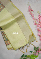 Soft Lime Green - Roopa - Premium Chappa semi Tussar with Madhupani Prints -  Perfect for Small Functions