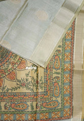 Soft Dove Grey - Roopa - Premium Chappa semi Tussar with Madhupani Prints -  Perfect for Small Functions