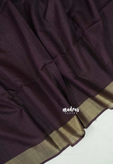 Brown - Roopa - Premium Chappa semi tussar with Madhubani art pallu