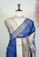 M.S.Blue - Roopa - Premium Chappa semi tussar with Madhubani art pallu