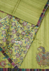 Chutney Green - Roopa - Tussar silk with kalamkari prints hand stitched embroidery