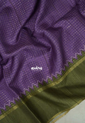 Lavender Purple - Rukmani - Premium Tussar Semi Silk Striped Thread Weaving with Rettapet Border - Perfect for tea party