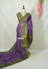 Lavender Purple - Rukmani - Premium Tussar Semi Silk Striped Thread Weaving with Rettapet Border - Perfect for tea party