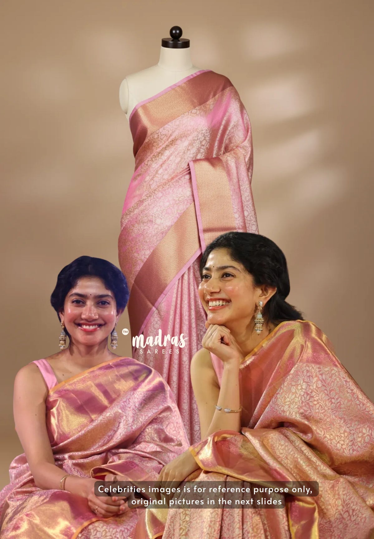 Peach Blossom Pink - Sai pallavi inspired Tissue banarasi silk
