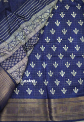 Saraswathi Printed silk Deep violet blue kattam