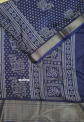 Navy blue - Light weight Vasundra printed silk