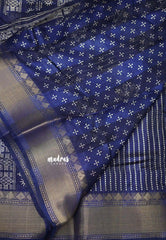 Saraswathi Printed silk Deep blue stripes