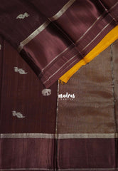 Coffee Brown - Durga - Banarasi Premium Viscose Silk with Mayil, Yaanai Buttas and Satin Border - Best for Pooja Functions | Diwali Festive