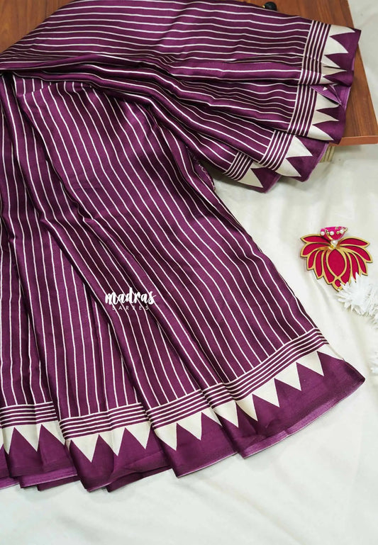 Winered - Semi Modal silk sarees stripes body