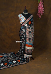 Jade Black - Ajrakh semi Modal silk - Perfect for Regular Wear