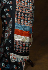 Jade Black - Ajrakh semi Modal silk - Perfect for Regular Wear