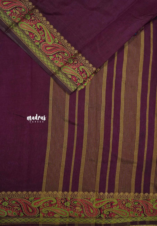 Winered - Avantika - Soft semi Mysore silk with meenakari thread weaving border