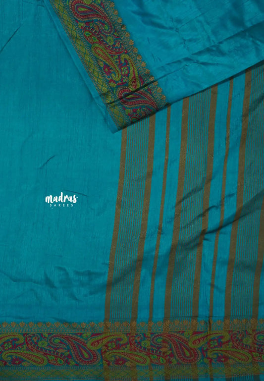 Light blue - Avantika - Soft semi Mysore silk with meenakari thread weaving border