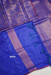 Semi Soft silk saree with mango motif Dual shade MS Blue - Kanimozhi