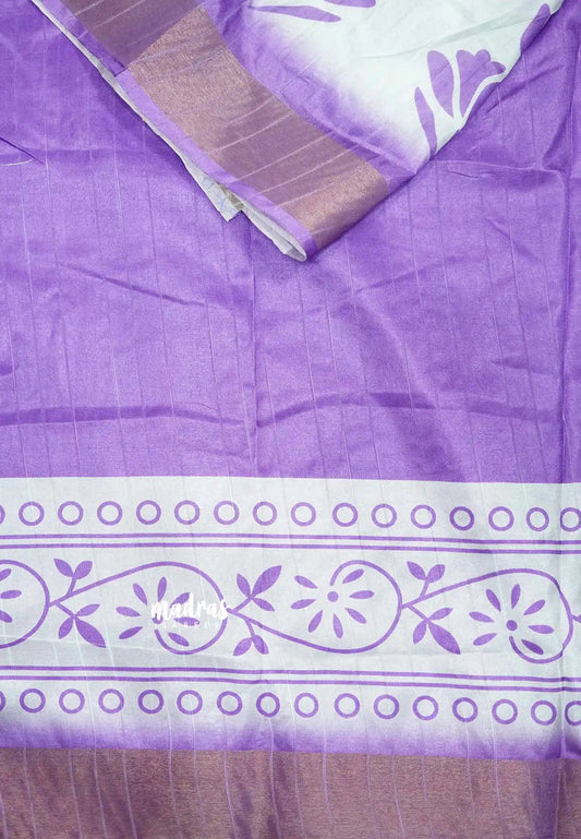 Roopa - Lightweight semi tussar floral prints purple shade