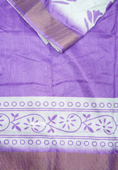 Roopa - Lightweight semi tussar floral prints purple shade