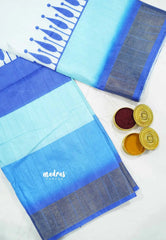 Roopa - Lightweight semi tussar multi blue shades prints