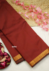 Raaga - Lightweight plain Semi tussar saree wtih small border - Maroon