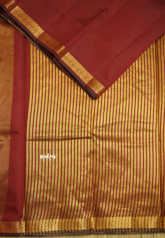 Raaga - Lightweight plain Semi tussar saree wtih small border - Maroon