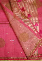 Raaga - Lightweight small border Semi tussar saree with pastel shades -  Pink