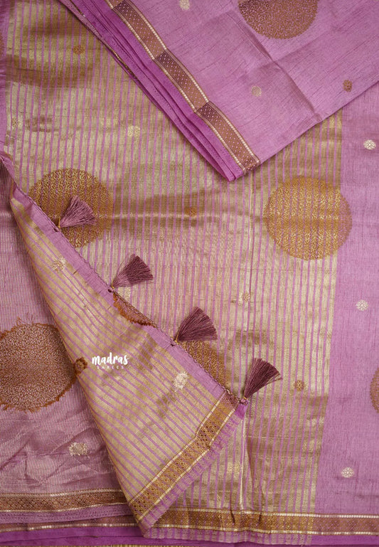 Raaga - Lightweight small border Semi tussar saree with pastel shades - Onion Pink