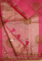 Raaga - Lightweight small border Semi tussar saree with pastel shades -  Pink