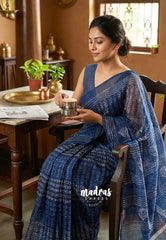Indigo Blue -  Shalini Fancy Kota Cotton with Prints - Best for Office Wear