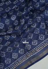 Indigo Blue -  Shalini Fancy Kota Cotton with Florla Prints - Best for Office Wear