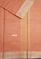 Peach Orange - Shalini Plain Kota Silk Saree with Thread Weaving Border - Perfect for Office Wear